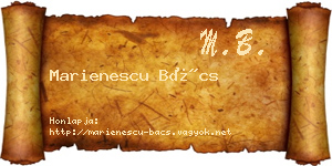 Marienescu Bács névjegykártya